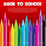 Back to School Card with Colorful Crayons and Sample Text